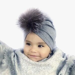 Newborn Hospital Hats for Girls Baby Turban Headwraps Infant Beanie Hat Gray